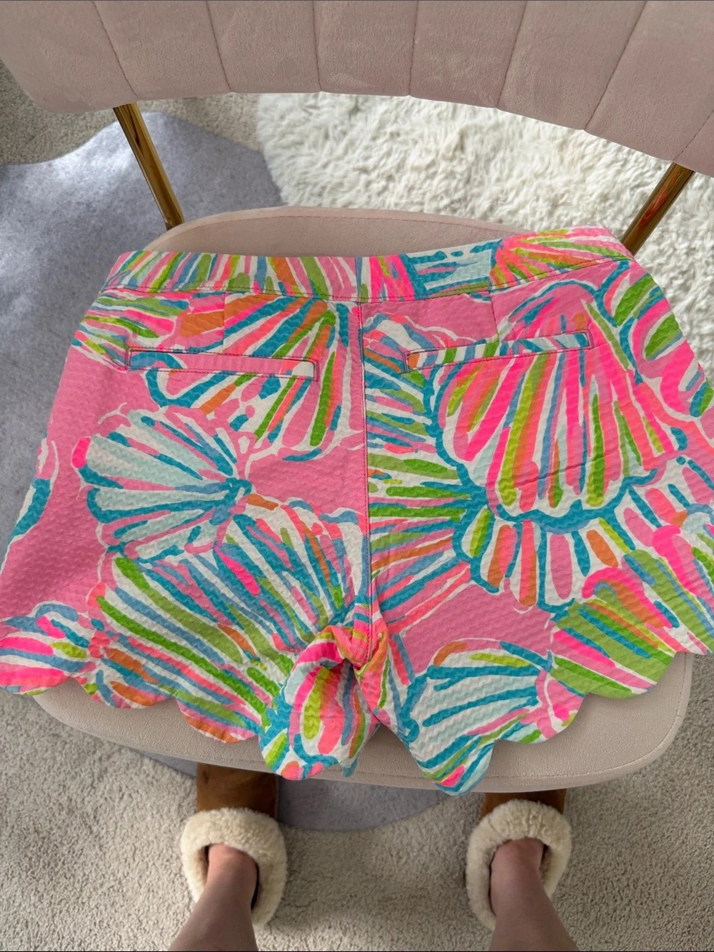 Lilly Pulitzer Pink Multicolor Scallop-Hem Shorts